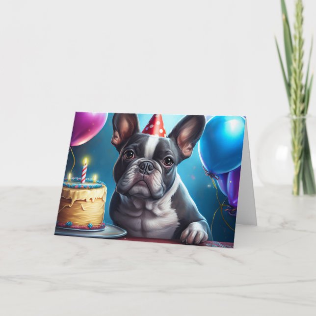 Cartão De Agradecimento Frenchie Birthday Bash: Um Cachorro Francês Bonito (Frente)