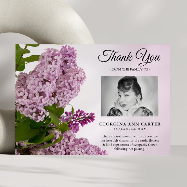 Cartão De Agradecimento Frequentes Lilac Floral Funeral (Criador carregado)