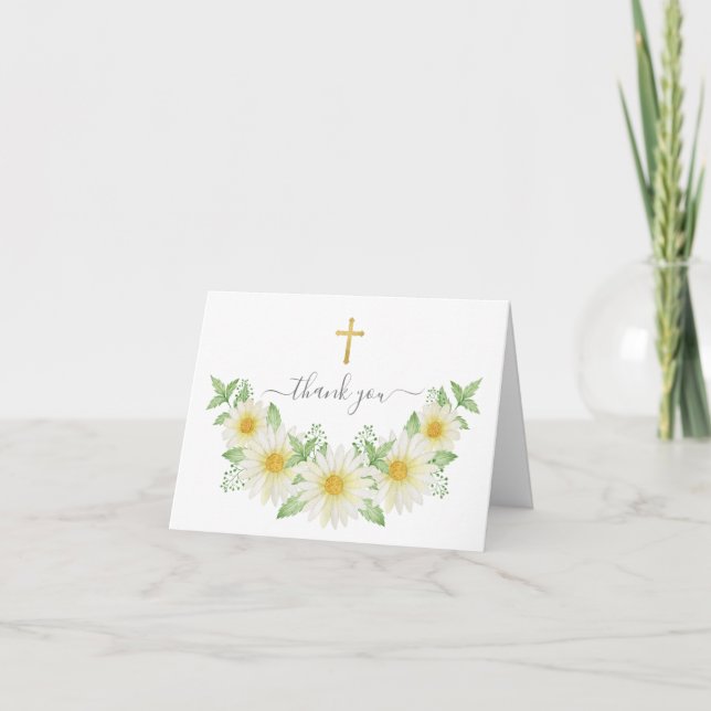 Cartão De Agradecimento Fresh Daisy Gold Cross Thank You Note (Frente)