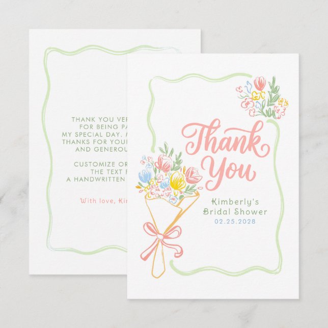 Cartão De Agradecimento Fresh Off The Market Bridal Shower Thank You Card (Frente/Verso)