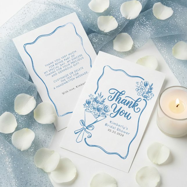 Cartão De Agradecimento Fresh Off The Market Bridal Shower Thank You Card (Dusty Blue Bridal Shower Thank You Cards Fresh Off The Market)