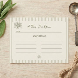 Cartão De Agradecimento Fresh off the Market Sage Green Bridal Recipe Card