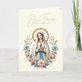 Cartão De Agradecimento FRIEND Feliz Aniversário Floral Religioso