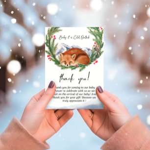Cartão De Agradecimento Frio Fora da Floresta Fox Chá de fraldas de invern