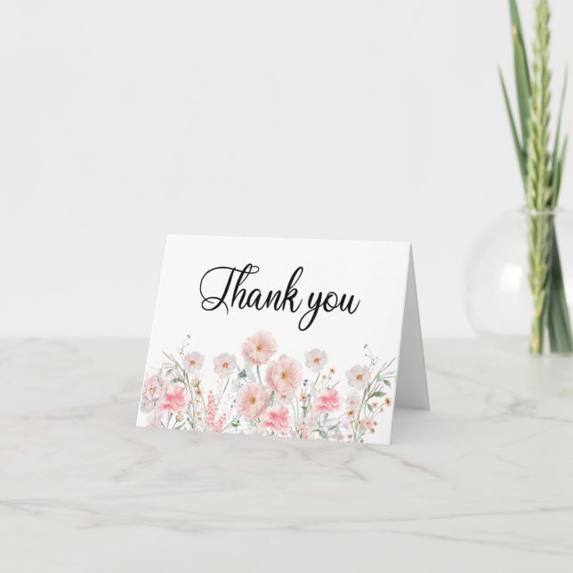 Cartão De Agradecimento Fronteira Floral Aquarela (Frente)