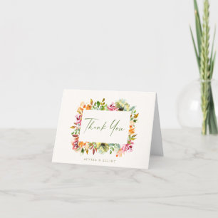 Cartão De Agradecimento Fronteira Floral Aquarela Chic Casamento Personali