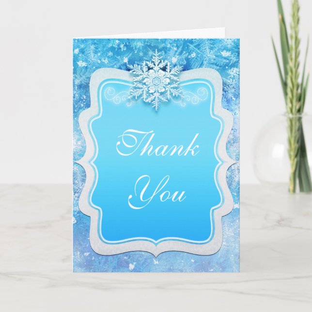 Cartão De Agradecimento Frozen Ice Winter Snowflakes Thank You Fold Card (Frente)