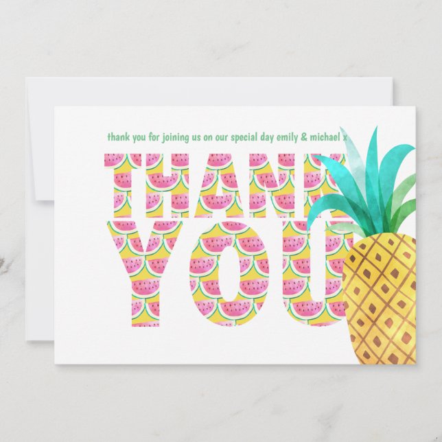 Cartão De Agradecimento Fruity Tropical OBRIGADO A VOCÊ Amaciã de melancia (Frente)