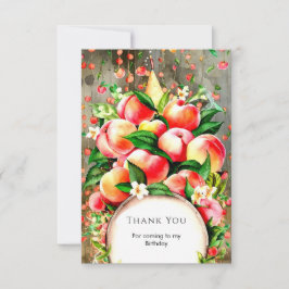 Cartão De Agradecimento Fruta Colorida Pêssego Aniversário