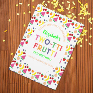 Cartão De Agradecimento Fruta Dois-tti Frutti 2º Aniversário