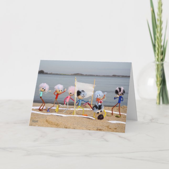 Cartão De Agradecimento Fubby poppetjes die beach volleybal spelen (Frente)