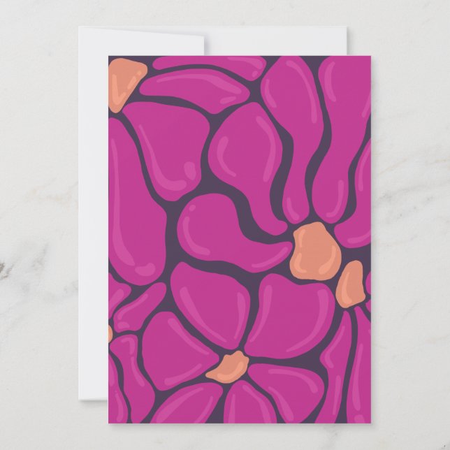 Cartão De Agradecimento Fuchsia Floral Motif Note Card (Verso)