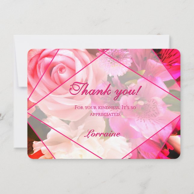 Cartão De Agradecimento Fuchsia Florals Thank You Card (Frente)