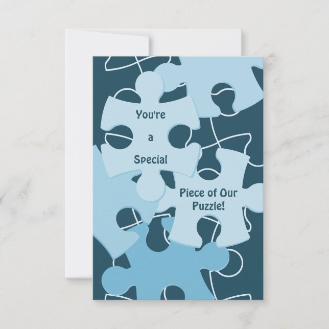 Cartão De Agradecimento Fun Jigsaw Puzzle Pieces in Blue 5x7 Inch (Frente)
