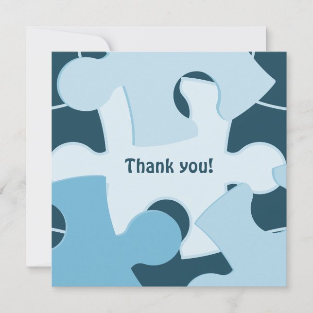 Cartão De Agradecimento Fun Jigsaw Puzzle Pieces in Blue Thank You Card (Frente)