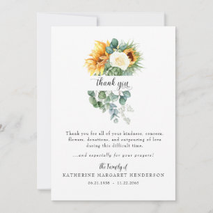 Cartão De Agradecimento Fundição animada de girassol, obrigado