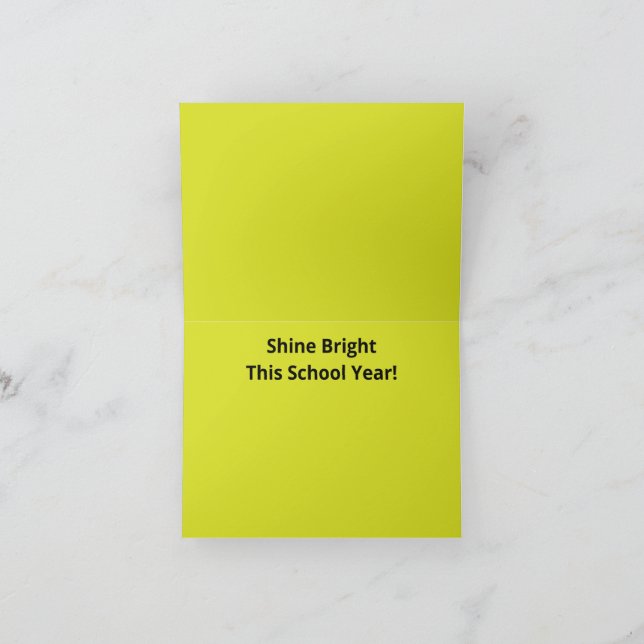 Cartão De Agradecimento Fundo Amarelo plano - Textura back-to-School (Interior)