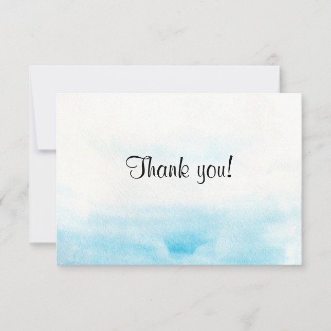 Cartão De Agradecimento Fundo de aquarela azul "Cartões de agradecimentos" (Frente)