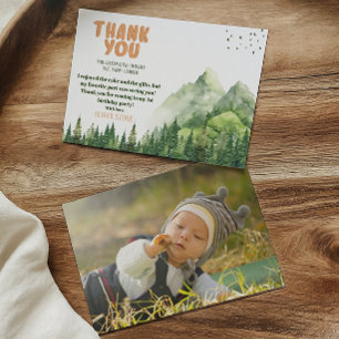 Cartão De Agradecimento Fundo de Foto de Primeiro Aniversário Feliz Camper