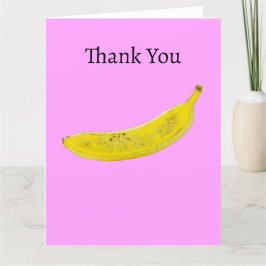 Cartão De Agradecimento Fundo rosa pop Art Banana