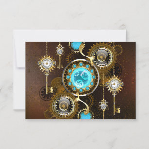 Cartão De Agradecimento Fundo Rusty Steampunk com Lentes Turquesa
