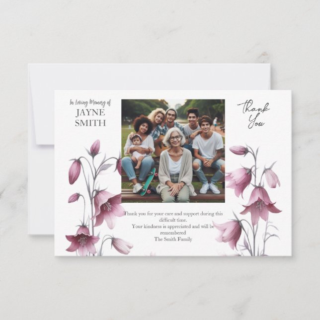 Cartão De Agradecimento funeral botânico moderno (Frente)