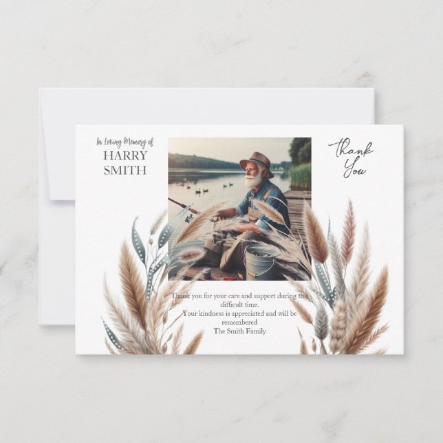 Cartão De Agradecimento funeral botânico moderno (Frente)