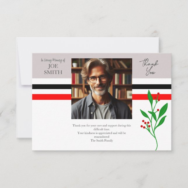 Cartão De Agradecimento funeral botânico moderno (Frente)