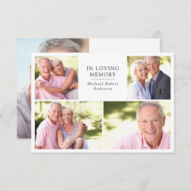 Cartão De Agradecimento Funeral de Colagem de Fotografias Moderna 5 (Frente/Verso)