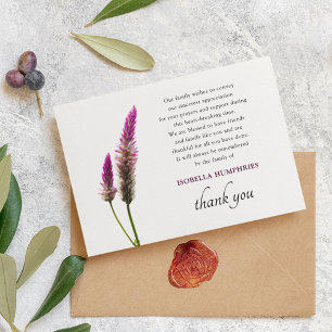 Cartão De Agradecimento Funeral De Flor Roxo Mínimo Obrigado
