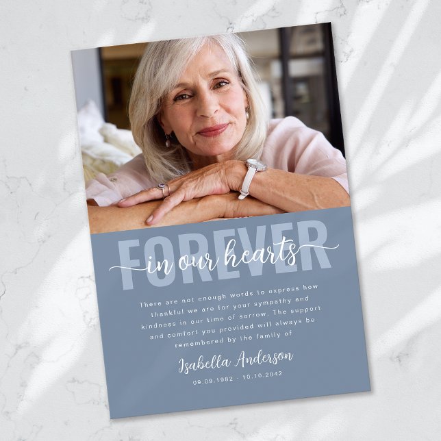 Cartão De Agradecimento Funeral de Foto de Script Simples (Criador carregado)