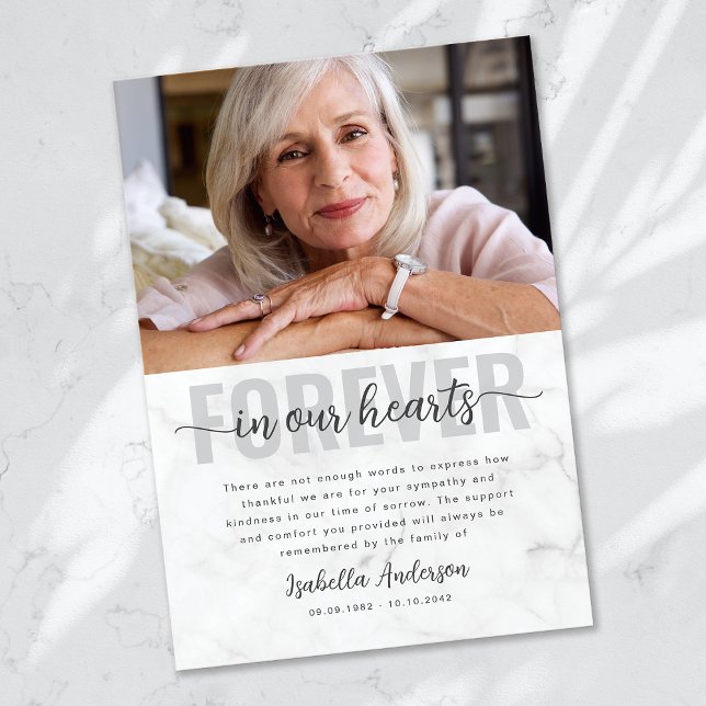 Cartão De Agradecimento Funeral de Foto de Script Simples (Criador carregado)