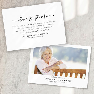 Cartão De Agradecimento Funeral de Foto de Script Simples