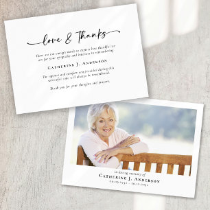 Cartão De Agradecimento Funeral de Foto de Script Simples