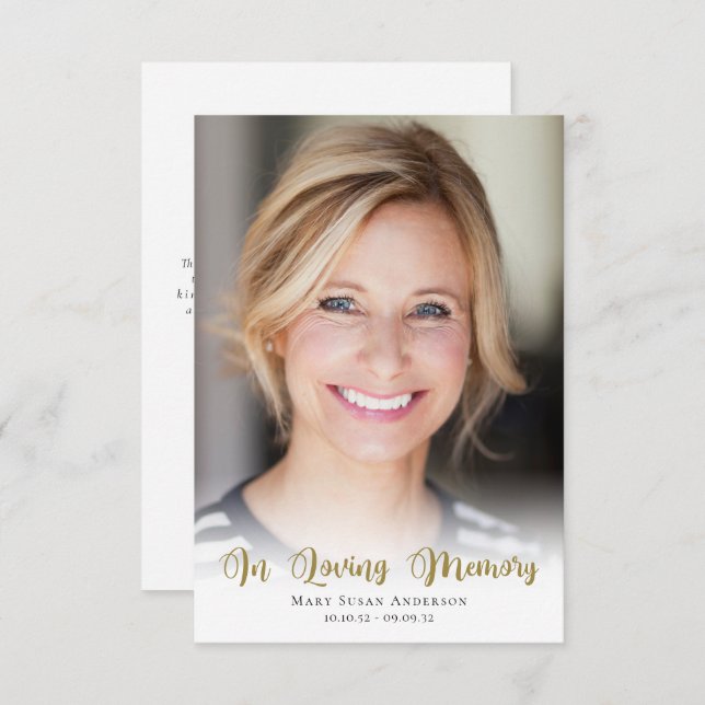 Cartão De Agradecimento Funeral de Foto Simples 3,5x5 (Frente/Verso)