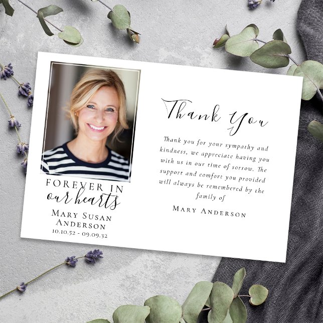 Cartão De Agradecimento Funeral de Fotos para Sempre em Nossos Corações (Criador carregado)