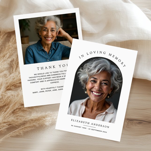 Cartão De Agradecimento Funeral de Memória Amadora Moderna de Foto Arch (Criador carregado)