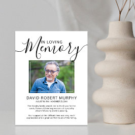 Cartão De Agradecimento Funeral de Script Elegante