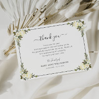 funeral de script floral branco, obrigado nota