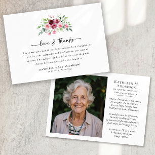 Cartão De Agradecimento Funeral de Script Floral de Foto