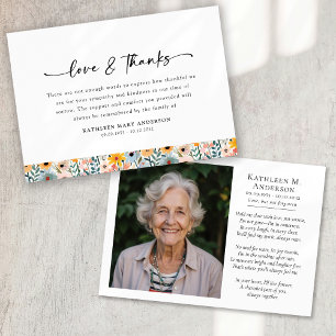 Cartão De Agradecimento Funeral de Script Floral de Foto