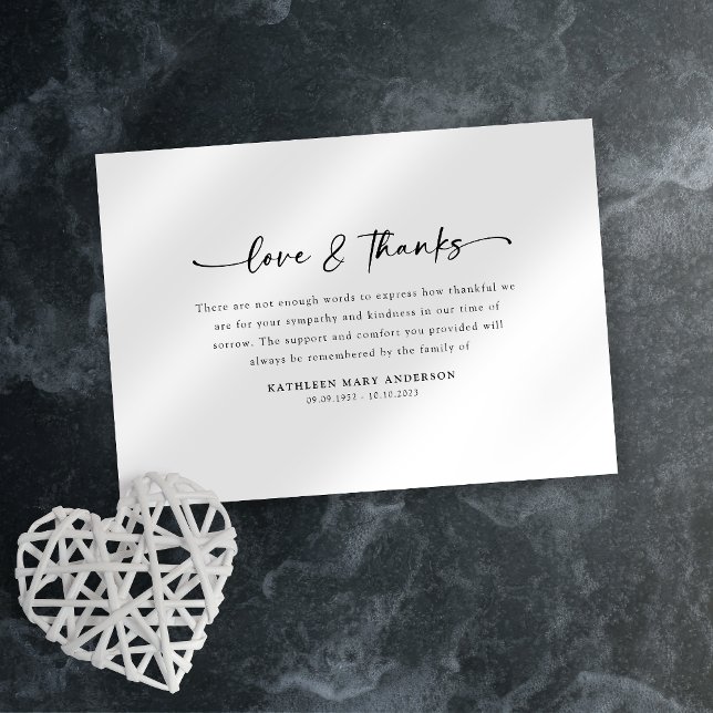 Cartão De Agradecimento Funeral de Script Simples (Criador carregado)