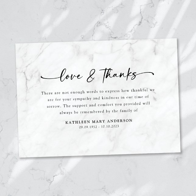 Cartão De Agradecimento Funeral de Script Simples (Criador carregado)