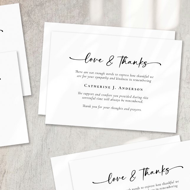 Cartão De Agradecimento Funeral de Script Simples (Criador carregado)