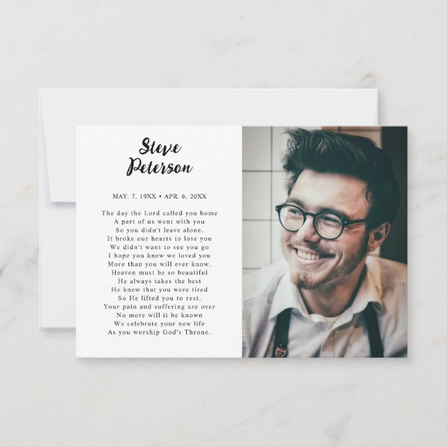 Cartão De Agradecimento Funeral de Simpatia Fotográfica de Caligrafia Eleg (Frente)