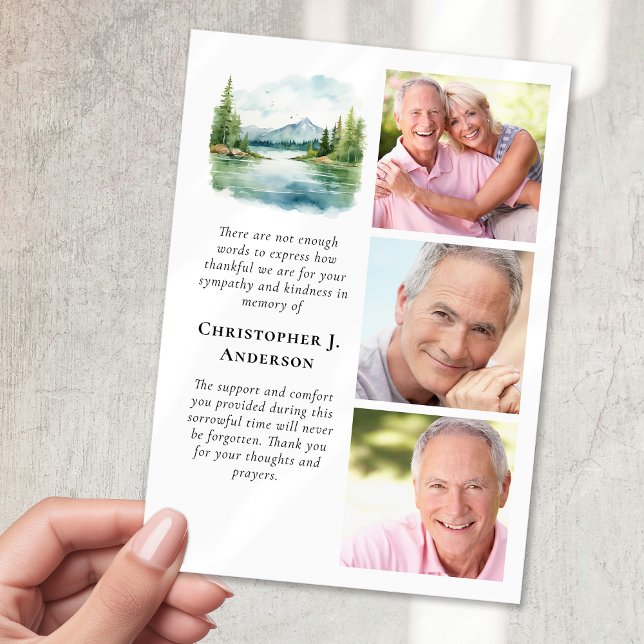 Cartão De Agradecimento Funeral de Simpatia Fotográfica do Lago Montanha 3 (Criador carregado)