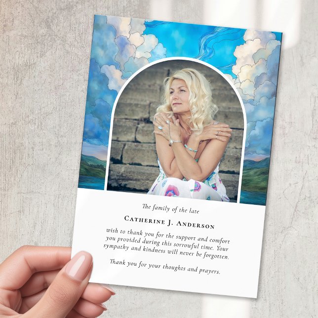 Cartão De Agradecimento Funeral de Simpatia Fotográfica Memorial do Céu Pa (Criador carregado)