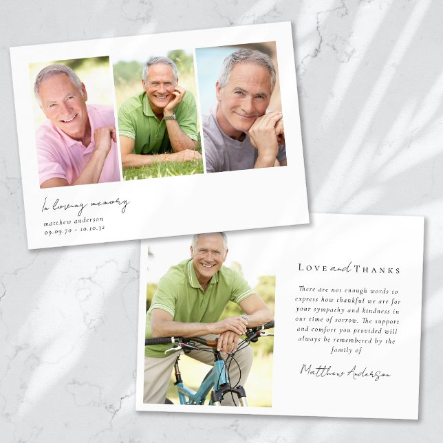 Cartão De Agradecimento Funeral de Simpatia Fotográfica Múltipla de Memóri (Criador carregado)