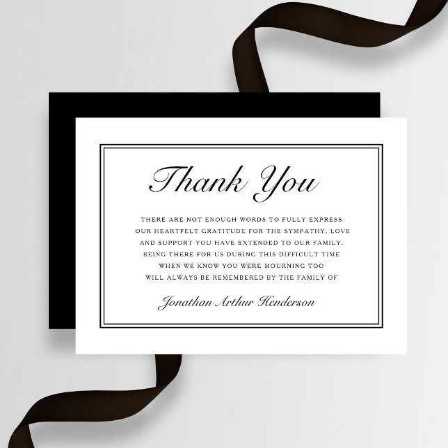 Cartão De Agradecimento Funeral de Simples Simples Simpatia de Script Eleg (Elegant Simple Script Sympathy Funeral Thank You Card)