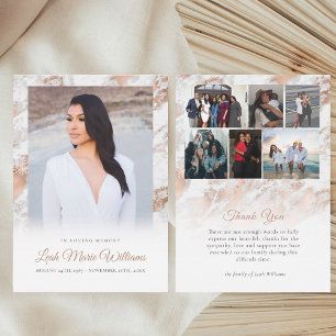 Cartão De Agradecimento Funeral do Memorial do Mármore Rosa-Dourado Modern